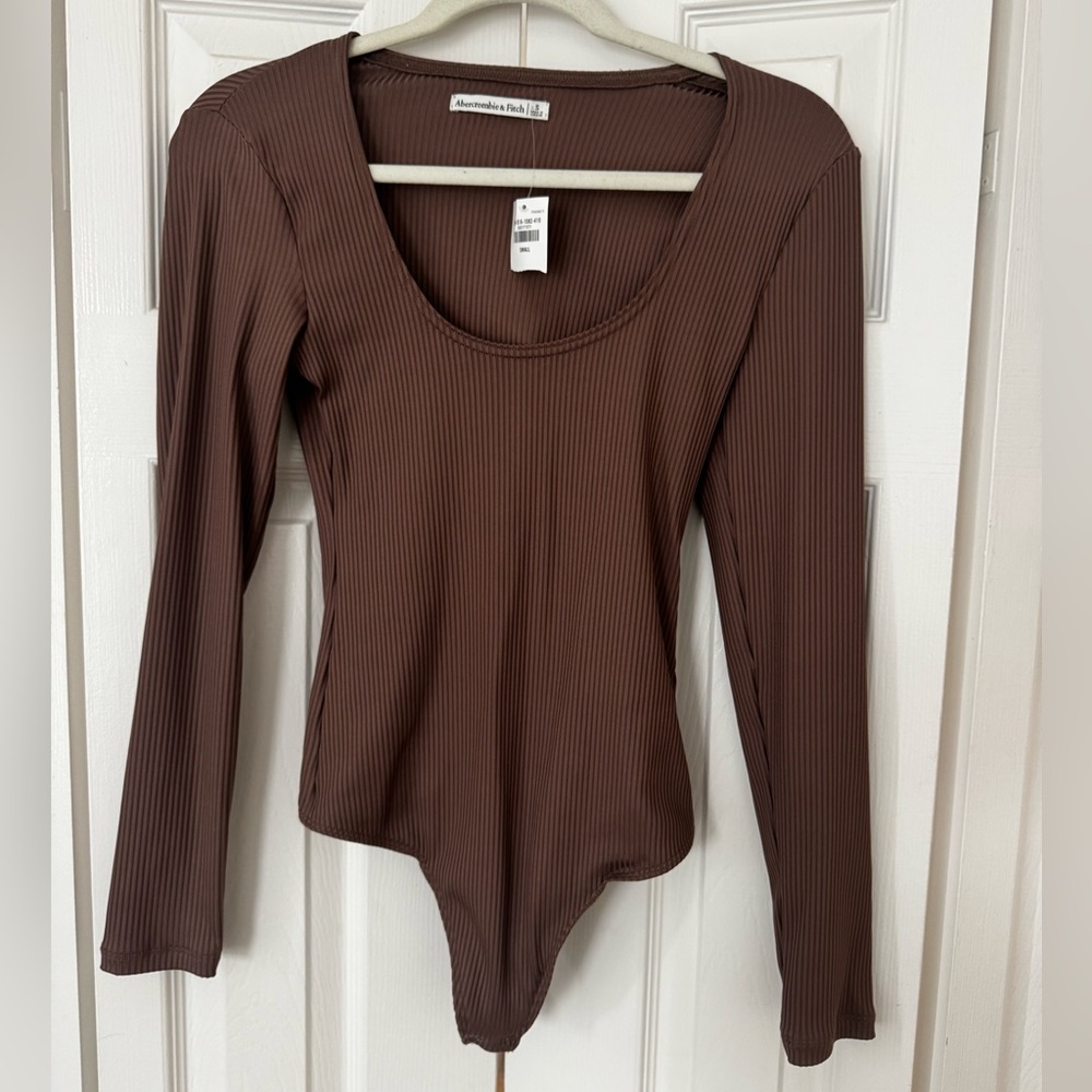 Abercrombie & Fitch Chocolate Ribbed Long Sleeve Body Suit